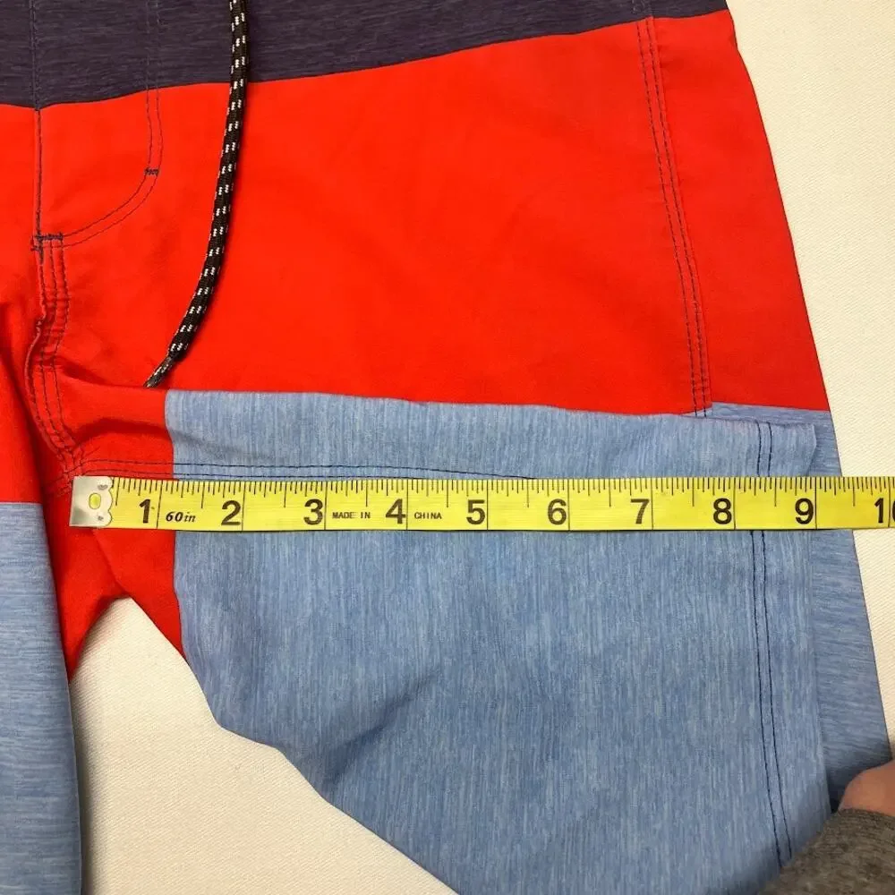 Hurley Board Shorts Colorblock Red Blue Navy Swim Trunks 9” Men's Size 28